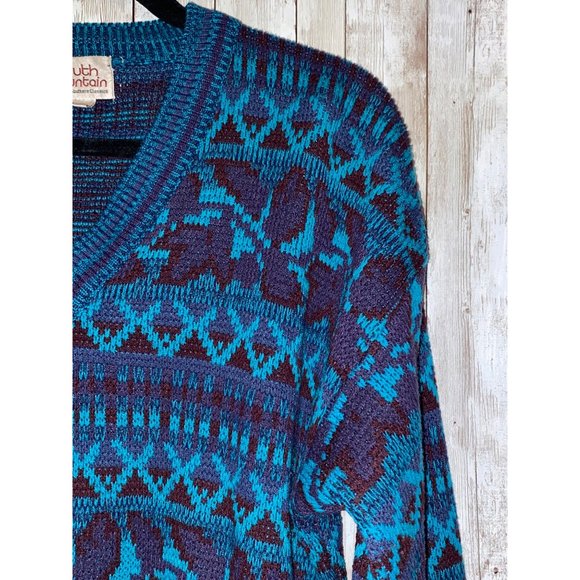 Vintage 90's Grandpa Men's South Mountain Sweater Size Medium V-Neck Sking - Picture 3 of 9